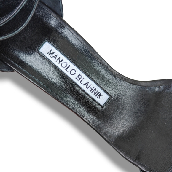 Manolo Blahnik Willis Chaos Double Strap Black Sandals Heels Size 36.5 - Picture 5 of 7